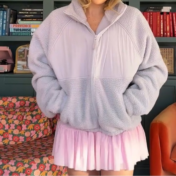 Blogilates fleece cozy zip jacket light purple 1X NEW - Picture 1 of 9